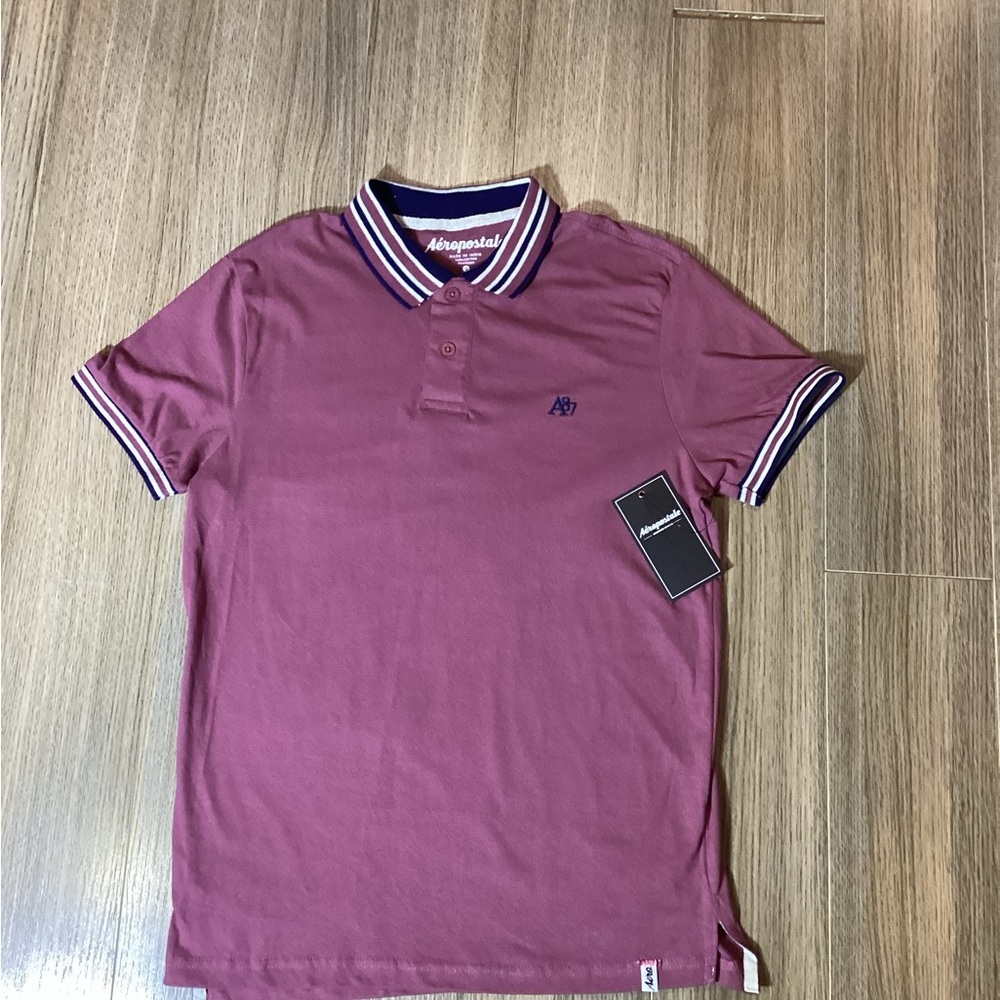 NWT  Aeropostale Men’s Burgundy Polo Shirt –‎ Size S – 100% Cotton